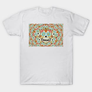 Psychedelic Sugar Skulls Day Of The Dead Artwork T-Shirt